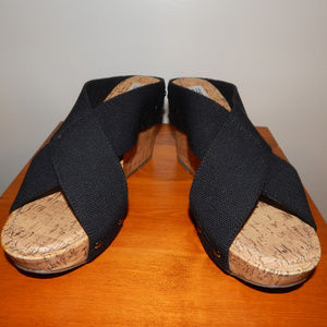 Esprit black stretch strap wedges